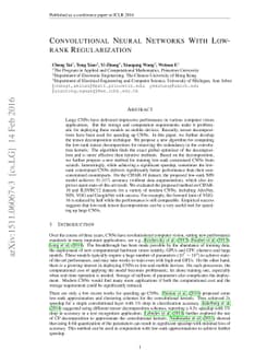 Convolutional neural networks with low-rank regularization