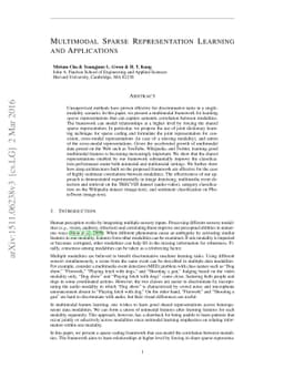 Multimodal sparse representation learning and applications