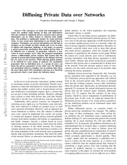 Diffusing Private Data over Networks