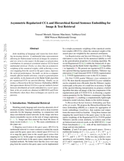 Asymmetrically Weighted CCA And Hierarchical Kernel Sentence Embedding
  For Image & Text Retrieval