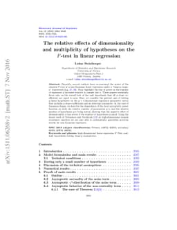 The relative effects of dimensionality and multiplicity of hypotheses on
  the F-test in linear regression