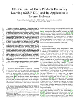 Efficient Sum of Outer Products Dictionary Learning (SOUP-DIL) and Its
  Application to Inverse Problems