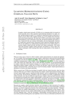 Learning Representations Using Complex-Valued Nets