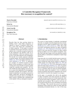 A Controller-Recognizer Framework: How necessary is recognition for
  control?