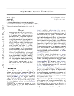 Unitary Evolution Recurrent Neural Networks