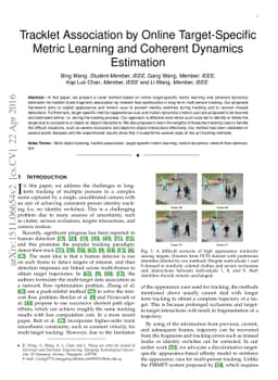 Tracklet Association by Online Target-Specific Metric Learning and
  Coherent Dynamics Estimation