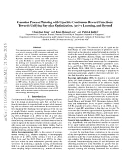 Gaussian Process Planning with Lipschitz Continuous Reward Functions:
  Towards Unifying Bayesian Optimization, Active Learning, and Beyond