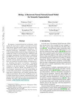 ReSeg: A Recurrent Neural Network-based Model for Semantic Segmentation