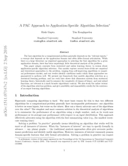 A PAC Approach to Application-Specific Algorithm Selection