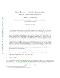 Sparse Recovery via Partial Regularization: Models, Theory and
  Algorithms