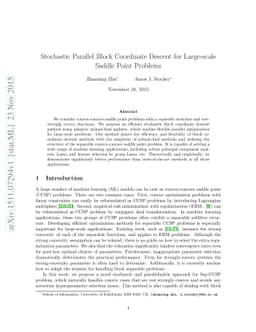 Stochastic Parallel Block Coordinate Descent for Large-scale Saddle
  Point Problems