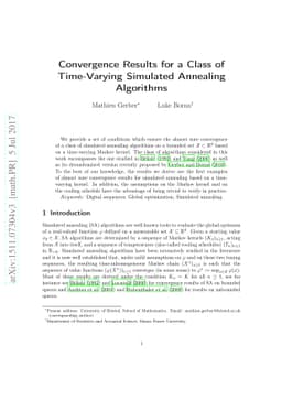 Convergence Results for a Class of Time-Varying Simulated Annealing
  Algorithms
