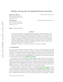Modular Autoencoders for Ensemble Feature Extraction