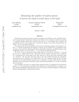 Estimating the number of unseen species: A bird in the hand is worth
  $\log n $ in the bush