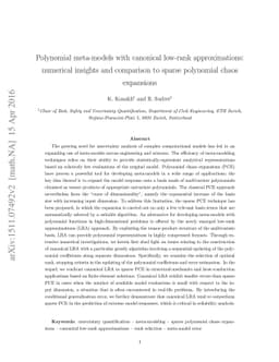 Polynomial meta-models with canonical low-rank approximations: numerical
  insights and comparison to sparse polynomial chaos expansions