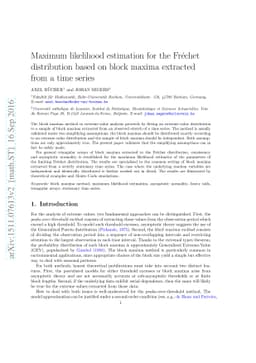 Maximum likelihood estimation for the Fréchet distribution based on
  block maxima extracted from a time series