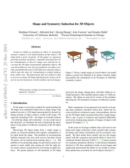 Shape and Symmetry Induction for 3D Objects