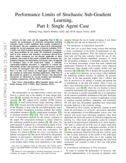Performance Limits of Stochastic Sub-Gradient Learning, Part I: Single
  Agent Case