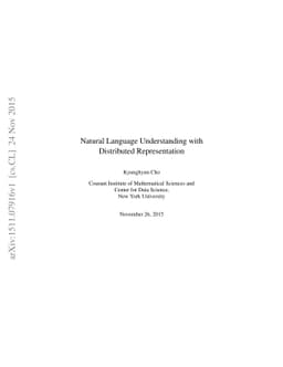 Natural Language Understanding with Distributed Representation