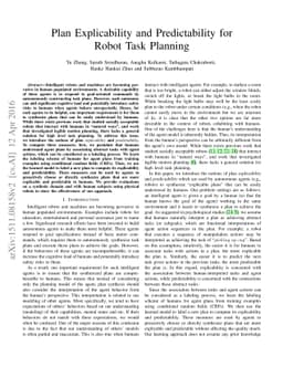 Plan Explicability and Predictability for Robot Task Planning