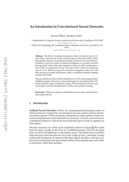 An Introduction to Convolutional Neural Networks