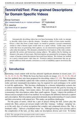 TennisVid2Text: Fine-grained Descriptions for Domain Specific Videos