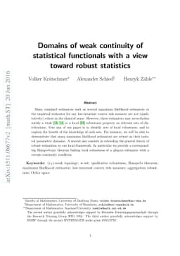 Domains of weak continuity of statistical functionals with a view toward
  robust statistics