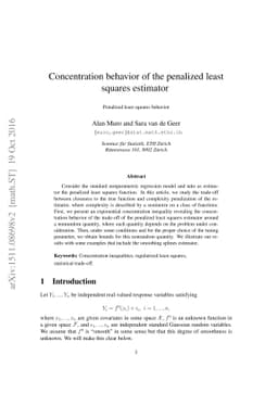 Concentration behavior of the penalized least squares estimator