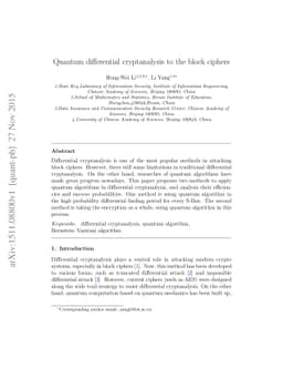 Quantum differential cryptanalysis to the block ciphers