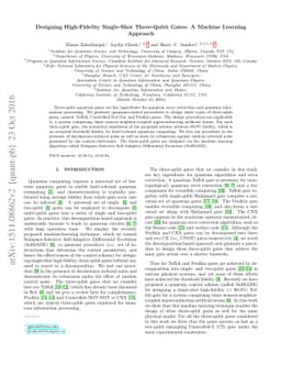Designing High-Fidelity Single-Shot Three-Qubit Gates: A Machine
  Learning Approach