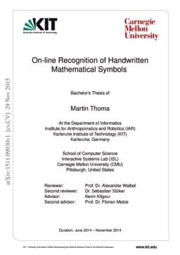 On-line Recognition of Handwritten Mathematical Symbols