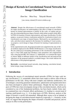 Design of Kernels in Convolutional Neural Networks for Image
  Classification