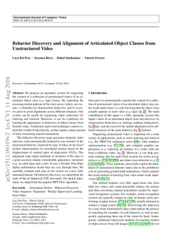Behavior Discovery and Alignment of Articulated Object Classes from
  Unstructured Video