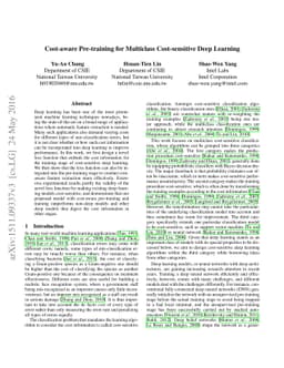 Cost-aware Pre-training for Multiclass Cost-sensitive Deep Learning