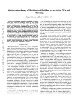 Optimization theory of Hebbian/anti-Hebbian networks for PCA and
  whitening