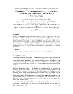 Non-profit Organizations' Need to Address Security for Effective
  Government Contacting