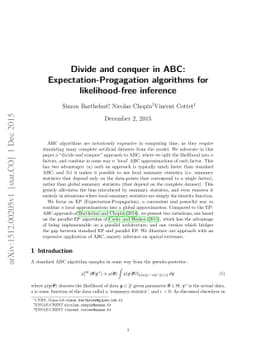 Divide and conquer in ABC: Expectation-Progagation algorithms for
  likelihood-free inference