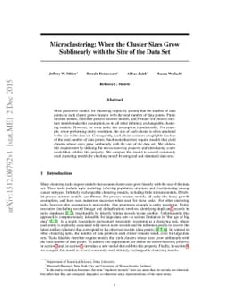Microclustering: When the Cluster Sizes Grow Sublinearly with the Size
  of the Data Set