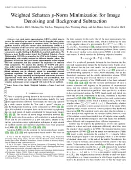 Weighted Schatten $p$-Norm Minimization for Image Denoising and
  Background Subtraction