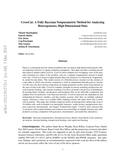 CrossCat: A Fully Bayesian Nonparametric Method for Analyzing
  Heterogeneous, High Dimensional Data