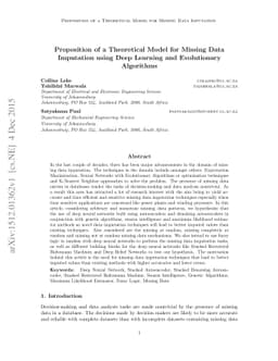 Proposition of a Theoretical Model for Missing Data Imputation using
  Deep Learning and Evolutionary Algorithms