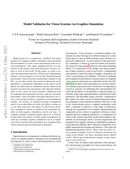 Model Validation for Vision Systems via Graphics Simulation