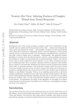 Neuron's Eye View: Inferring Features of Complex Stimuli from Neural
  Responses