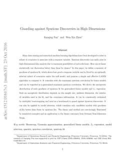 Guarding against Spurious Discoveries in High Dimensions