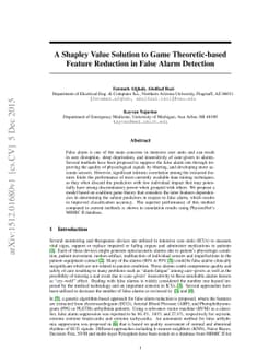 A Shapley Value Solution to Game Theoretic-based Feature Reduction in
  False Alarm Detection