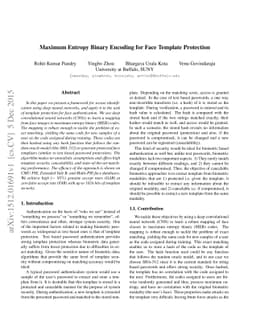 Maximum Entropy Binary Encoding for Face Template Protection