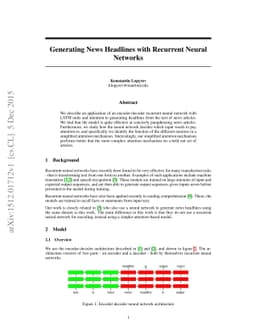 Generating News Headlines with Recurrent Neural Networks