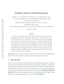 Variable selection with Hamming loss
