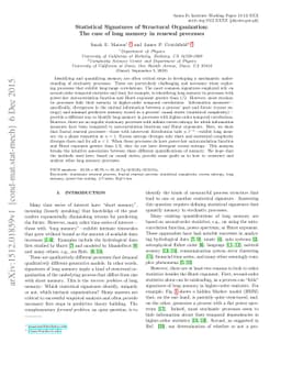 Statistical Signatures of Structural Organization: The case of long
  memory in renewal processes