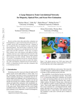 A Large Dataset to Train Convolutional Networks for Disparity, Optical
  Flow, and Scene Flow Estimation